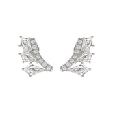 14K WHITE GOLD 1 1/2CT ROUND/KITE STEP CUT DIAMOND LADIES EARRINGS